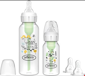 شیشه شیر طلقی باریک 2 عددی 120 و 250 میل طرح گاو وزنبور DR BROWNS